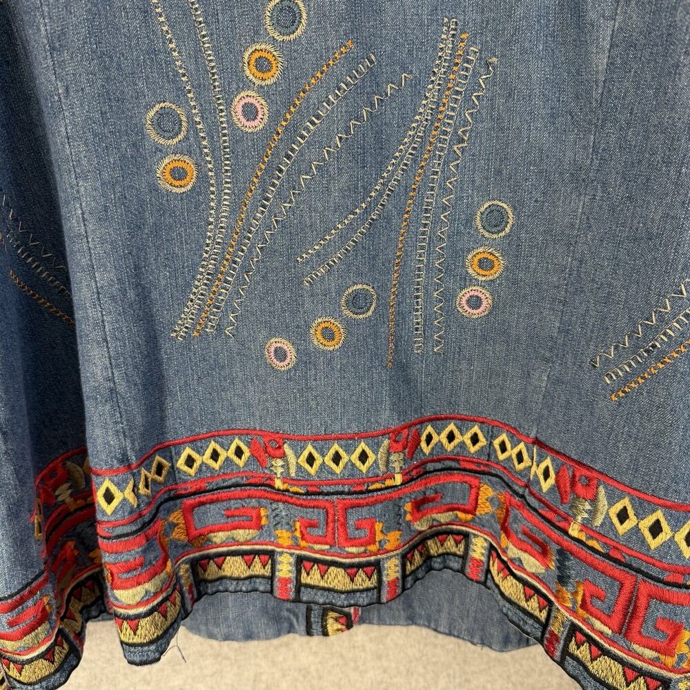 Coldwater Creek Womens Jacket XL Denim Southwestern Embroidered - Picture 10 of 13